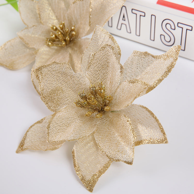 10 Stykk Juleblomst i Gull