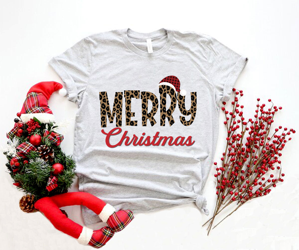 Merry Christmas T-skjorte Leopard Design